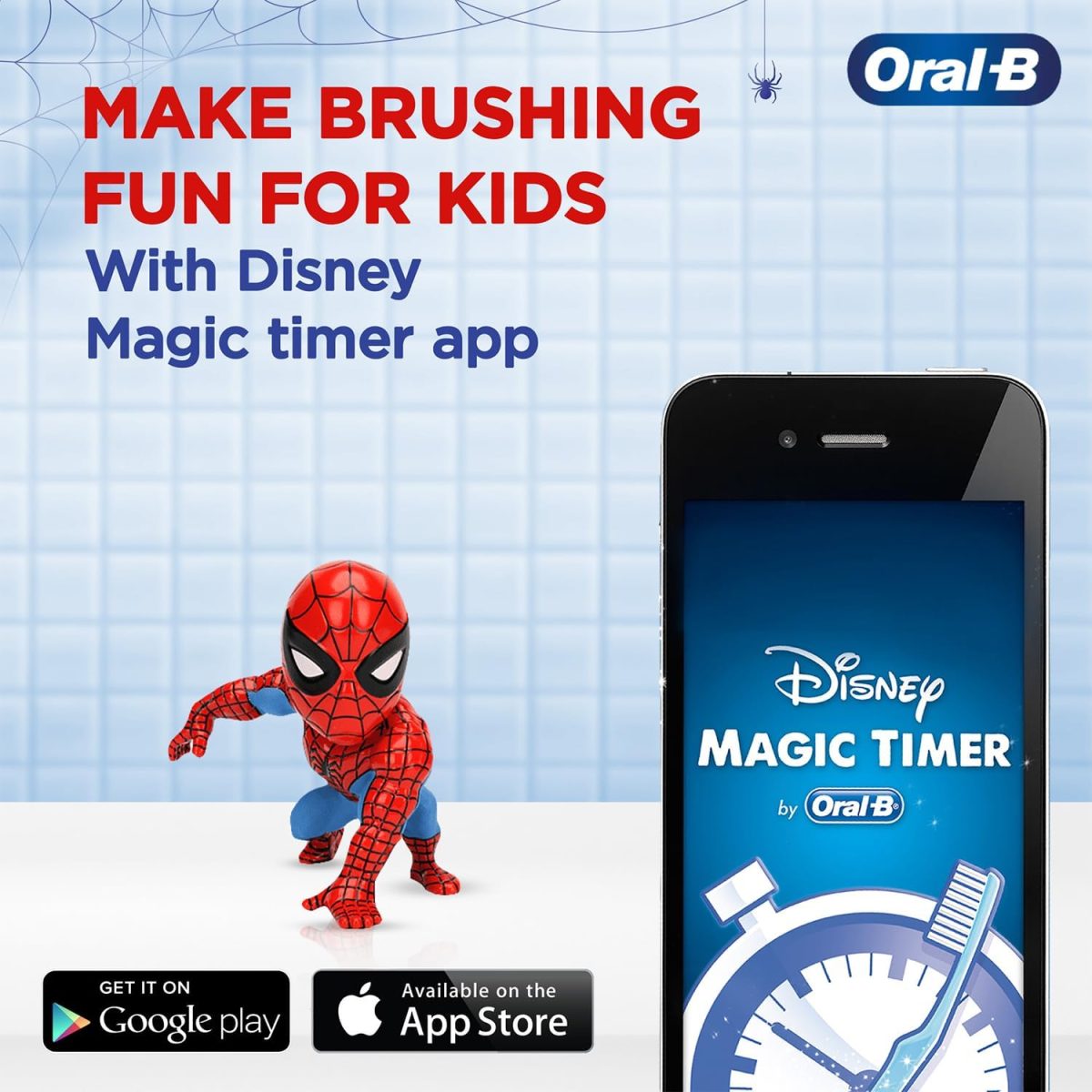 Oral-B Kids Electric Toothbrush, Spider-Man Characters Kids Electric Rechargeable Toothbrush – Red (1)