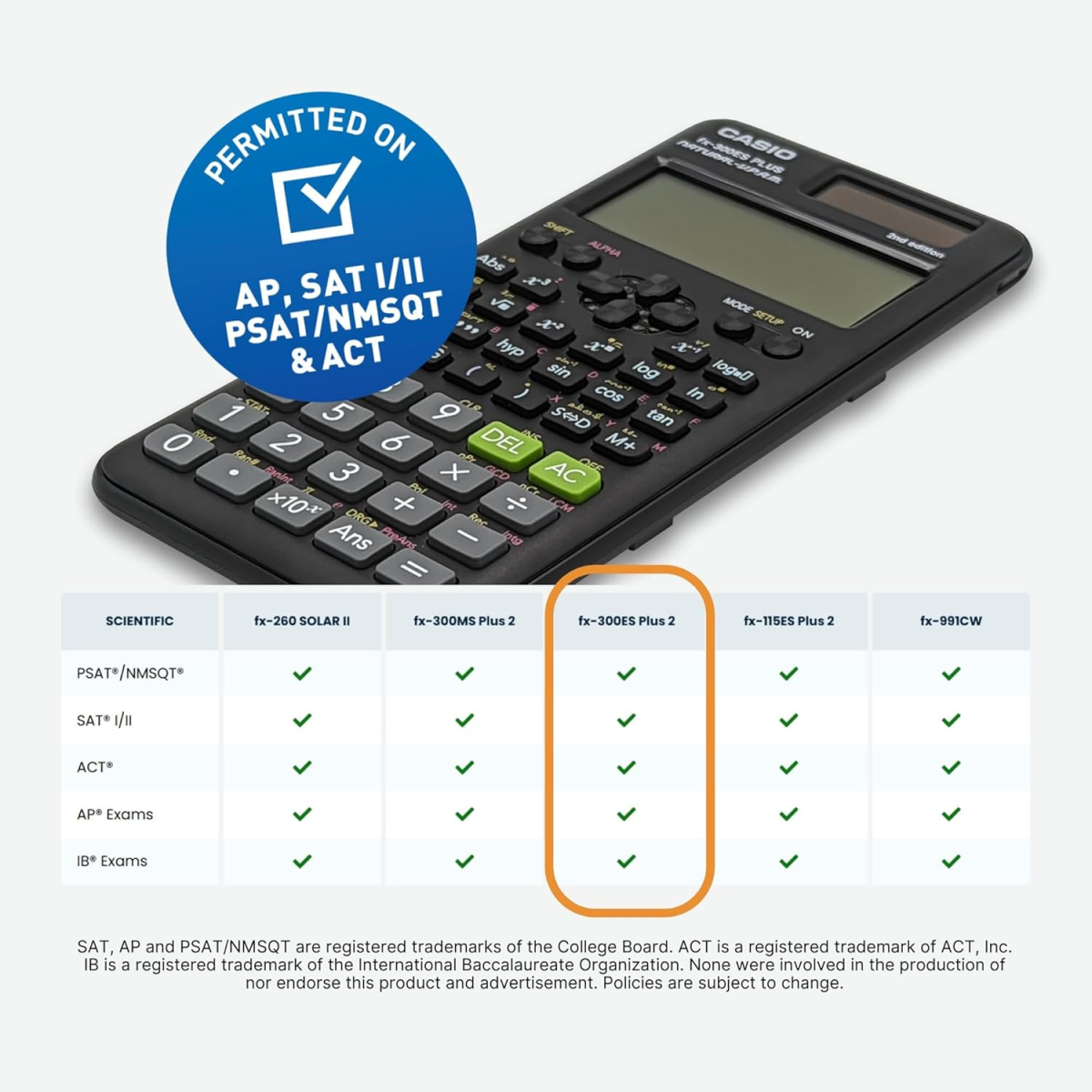 Casio Fx-300Es Plus 2Nd Edition, Standard Scientific Calculator, Black