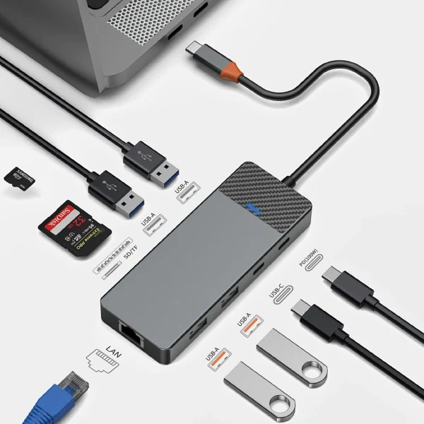 WiWU Linker A923RPT 9 في 1 موزع USB-C