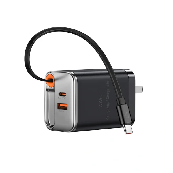 WiWU WI-G020 Helix 67W GaN Fast Charger - Black