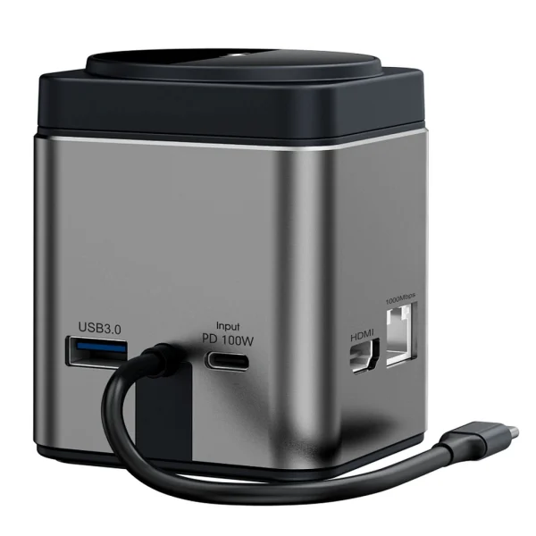 WiWU Wi-W025 Cube Hub 9 في 1 محطة إرساء متعددة المنافذ مع شاحن لاسلكي
