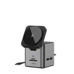 WiWU Wi-W025 Cube Hub 9 in 1 Multi ports Docking Station with Wireless Charger