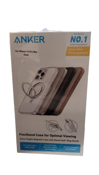 تتضمن حزمة Anker Combo لسلسلة iPhone 16 واقي شاشة 4 عبوات ل 16 pro max و 16 pro + Flex حامل ل 16 pro max + 2 عبوة Sheild Glass لعدسة الكاميرا ل 16 pro و 16 pro max + جراب شفاف ل 16 pro