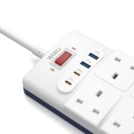 WiWU Wi-S009 20W GaN 12 in 1 Power Strip with USB C and AC Outlets - White