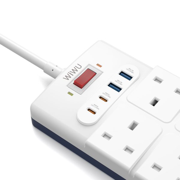 WiWU Wi-S009 20W GaN 12 in 1 Power Strip with USB C and AC Outlets - White