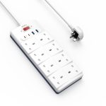 WiWU Wi-S009 20W GaN 12 in 1 Power Strip with USB C and AC Outlets - White