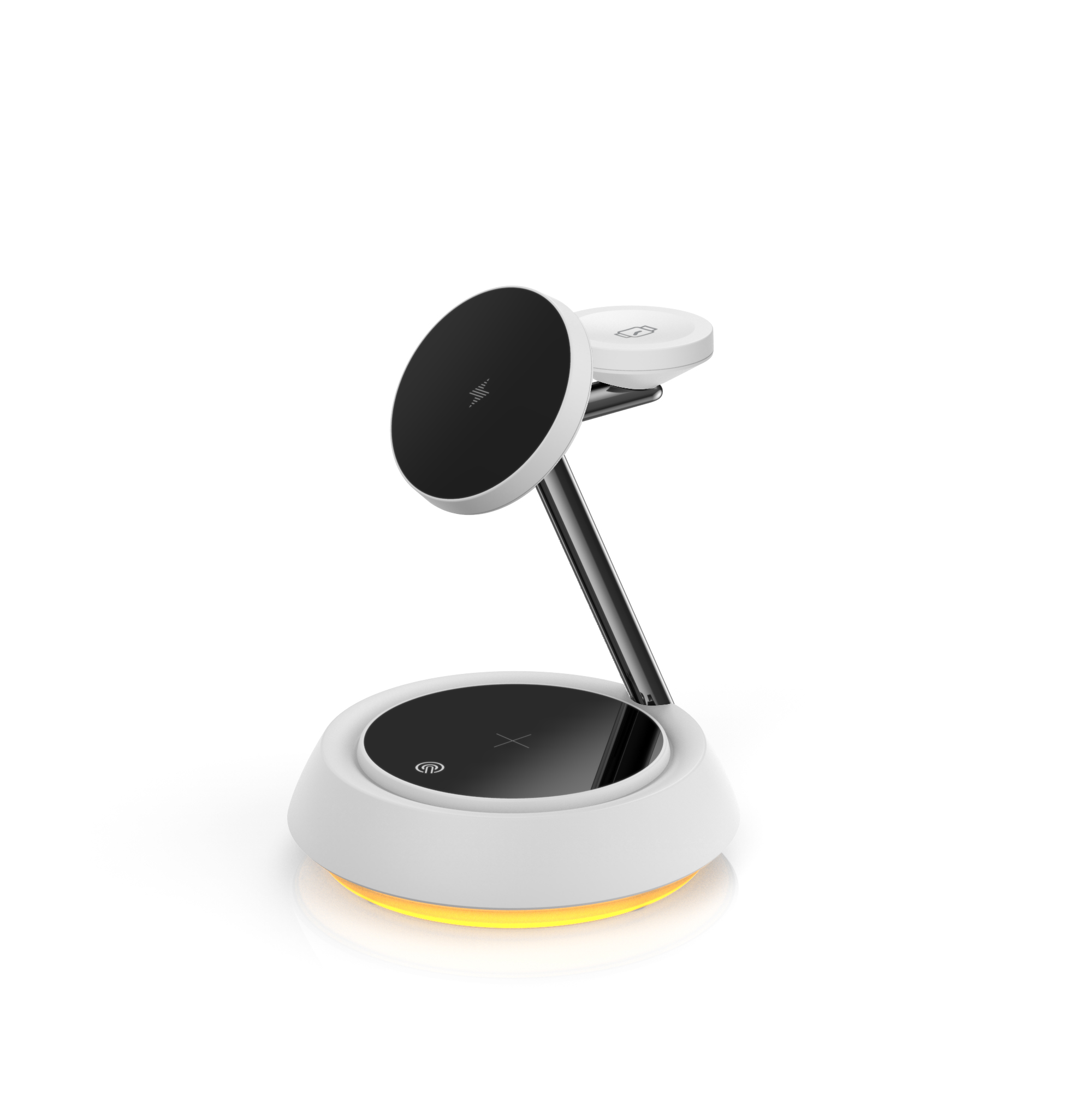 شاحن لاسلكي سريع Wiwu Wi-W002 Power Air 3 في 1 مع إضاءة محيطة قابلة للتعديل - أبيض (2) شاحن لاسلكي سريع Wiwu Wi-W002 Power Air 3 في 1 مع إضاءة محيطة قابلة للتعديل - أبيض