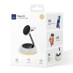 شاحن لاسلكي سريع WiWU Wi-W002 Power Air 3 في 1 مع إضاءة محيطة قابلة للتعديل - أبيض