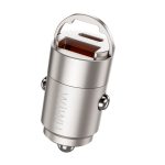 30W High-Speed Output: Delivers a maximum combined output of 30W, capable of fast-charging modern smartphones and small devices like cameras and smartwatches. Dual Fast Charging Ports (A+C): Features a USB-C port (supporting PD 3.0) and a USB-A port (supporting QC 3.0) for versatile and simultaneous charging of two devices. "Nano" Compact Design: The miniature, low-profile form factor ensures the charger barely protrudes from the dashboard socket, preventing accidental bumps and maintaining interior aesthetics. Premium Titanium Finish: Constructed with a durable, scratch-resistant metal alloy in a sophisticated Titanium color, aiding in heat management and longevity. Universal Vehicle Compatibility: Supports 12V and 24V inputs, making it compatible with most cars, SUVs, and trucks. Comprehensive Safety Protections: Built-in safeguards protect connected devices against power spikes, overcharging, and extreme temperatures.
