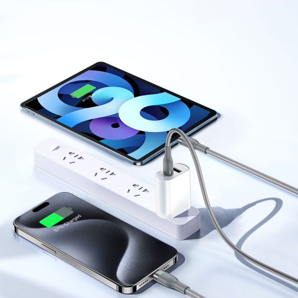 Wiwu Wi-C029 Concise 2 In 1 Type-C To Type-C To Lightning Charging Cable - Grey