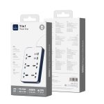 WiWU Wi-S006 11 في 1 شريط طاقة (4) مقبس + 2 أمبير + 4C مع 1.25 مم2 - أبيض