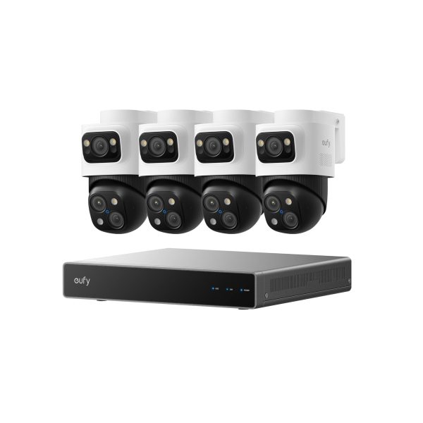 eufy PoE NVR Security System S4 Max Power Over Ethernet, Wired, 247 Recording, Triple Lens Bullet-PTZ Cam pre‑installed 2 TB HDD