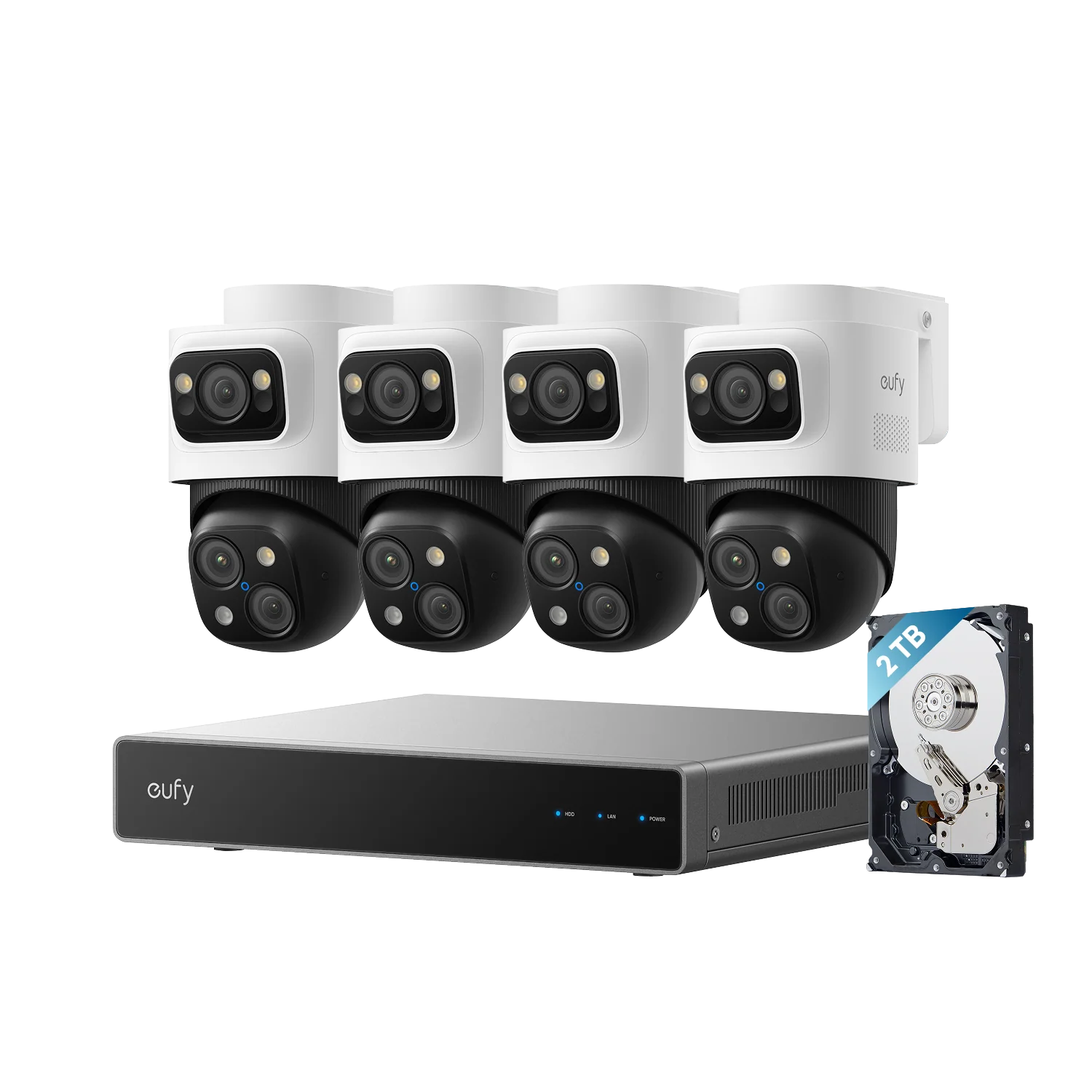 نظام أمان Eufy Poe Nvr S4 Max Power Over Ethernet، سلكي، تسجيل 247، كاميرا ثلاثية العدسات Bullet-Ptz Hdd بسعة 2 تيرابايت مثبتة مسبقا (1) نظام أمان Eufy Poe Nvr S4 Max Power Over Ethernet، سلكي، تسجيل 247، كاميرا ثلاثية العدسات Bullet-Ptz Hdd بسعة 2 تيرابايت مثبتة مسبقا