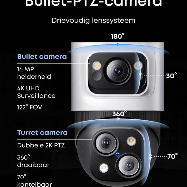 نظام أمان EUFY PoE NVR S4 Max Power Over Ethernet، سلكي، تسجيل 247، كاميرا ثلاثية العدسات Bullet-PTZ HDD بسعة 2 تيرابايت مثبتة مسبقا