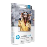 ورق صور HP Sprocket 2x3 بريميوم زينك بظهر لاصق (50 ورقة) متوافق مع الطابعات، أبيض