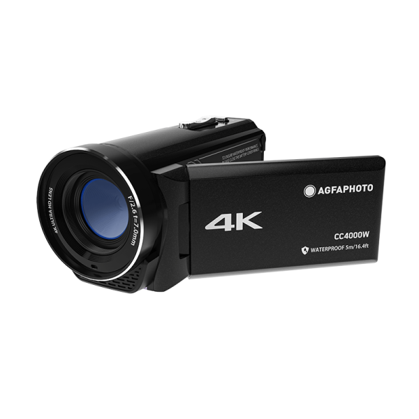 AgfaPhoto Realimov CC4000W كاميرا 4K مقاومة للماء - أسود