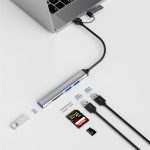 WiWU Wi-HB003 ZOLO 5 in 1 USB-CUSB-A Hub - Gray