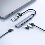 WiWU Wi-HB003 ZOLO 5 in 1 USB-CUSB-A Hub - Gray