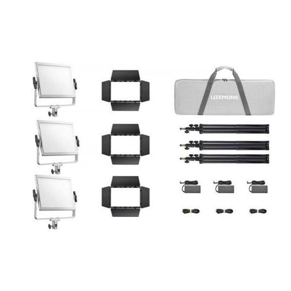 طقم 3 لوحات إضاءة LED RGB من Godox Litemons LP600R مع حوامل