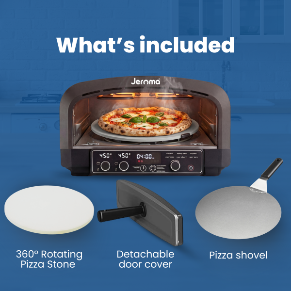 Jeroma Rotaro Electric Rotating Pizza Oven with 450°C Heat, Rotating Stone, Stainless Steel Countertop