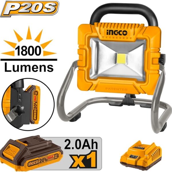 مصباح عمل LED من INGCO بجهد 20V و1800 لومن
