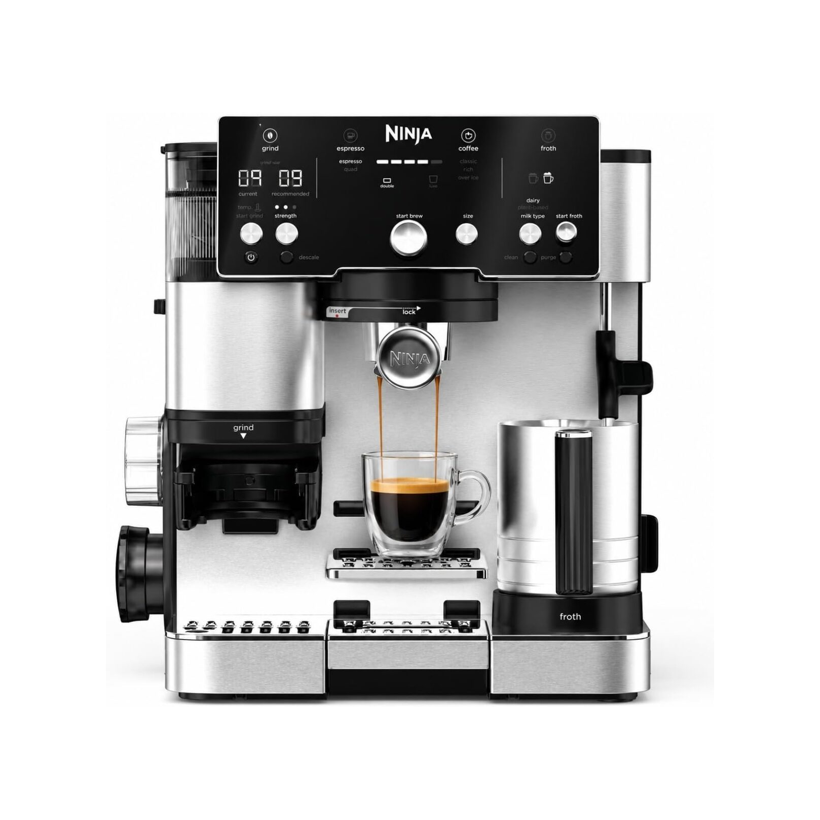 Ninja Luxe Essential 2-In-1 Coffee Machine With Built-In Grinder And Milk Frother Es501Eu (1) Ninja Luxe Essential 2-In-1 Coffee Machine With Built-In Grinder And Milk Frother Es501Eu