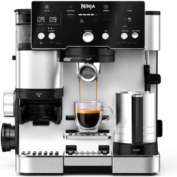 Ninja Luxe Café Essential ES501EU Espresso & Coffee Maker with Built-in Grinder and Milk Frother