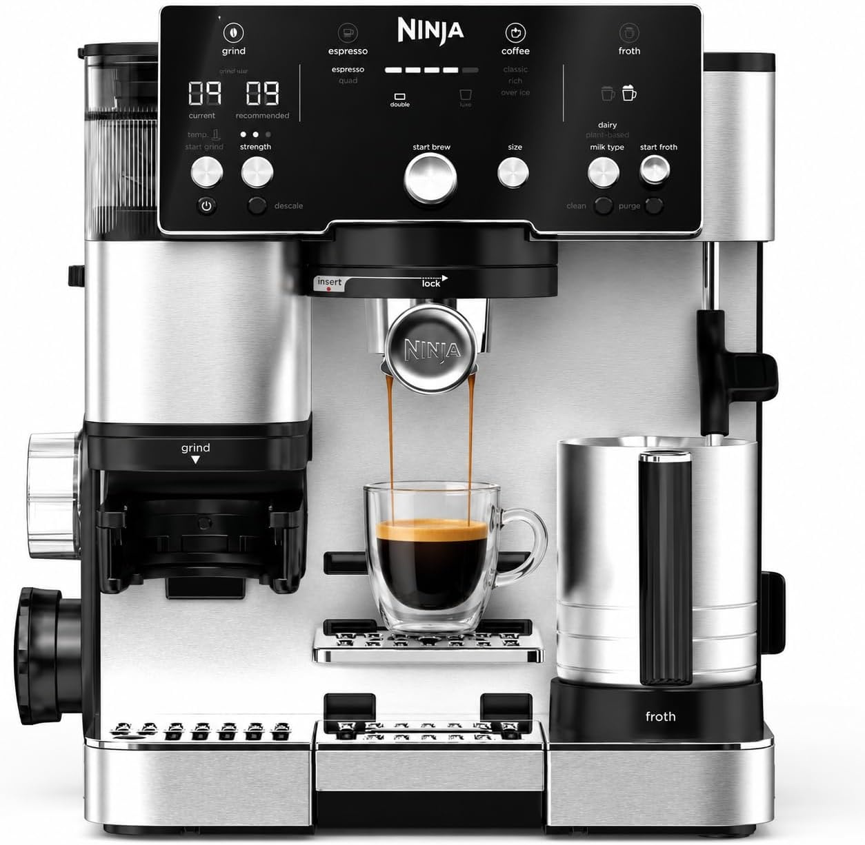Ninja_Luxe_Essential_2_In_1_Coffee_Maker_Latte_Cappuccino_Espresso_Maker_With_Built_In_Coffee_Grinder_Milk_Frother_Easy_To_Use_2_Automated_Frothing_Modes_Silver_Es501Eu_1 Ninja Luxe Café Essential Es501Eu Espresso &Amp;Amp; Coffee Maker With Built-In Grinder And Milk Frother
