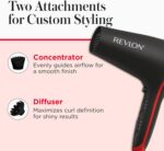 Revlon SmoothStay Coconut Oil Infused Hair Dryer with Diffuser and Concentrator attachments