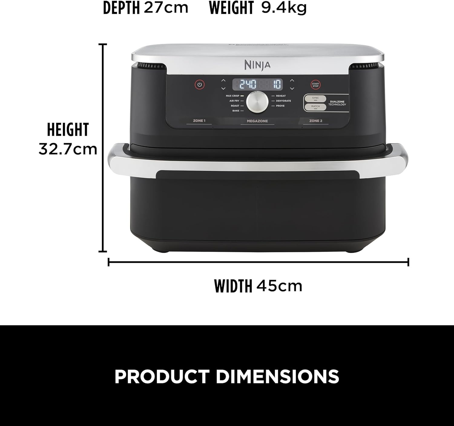 Ninja Foodi Flexdrawer Megazone Air Fryer 10.4L Af500Me - Image 3